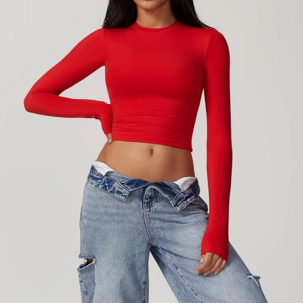 Long Sleeve Crop T Shirt For Women - Image 5
