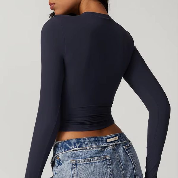 Long Sleeve Crop T Shirt For Women - Image 2